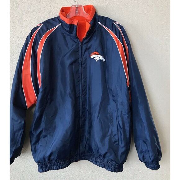 Denver Broncos NFL Reversible Jacket Embroidered Logo Fleece Windbreaker XL - Picture 1 of 11